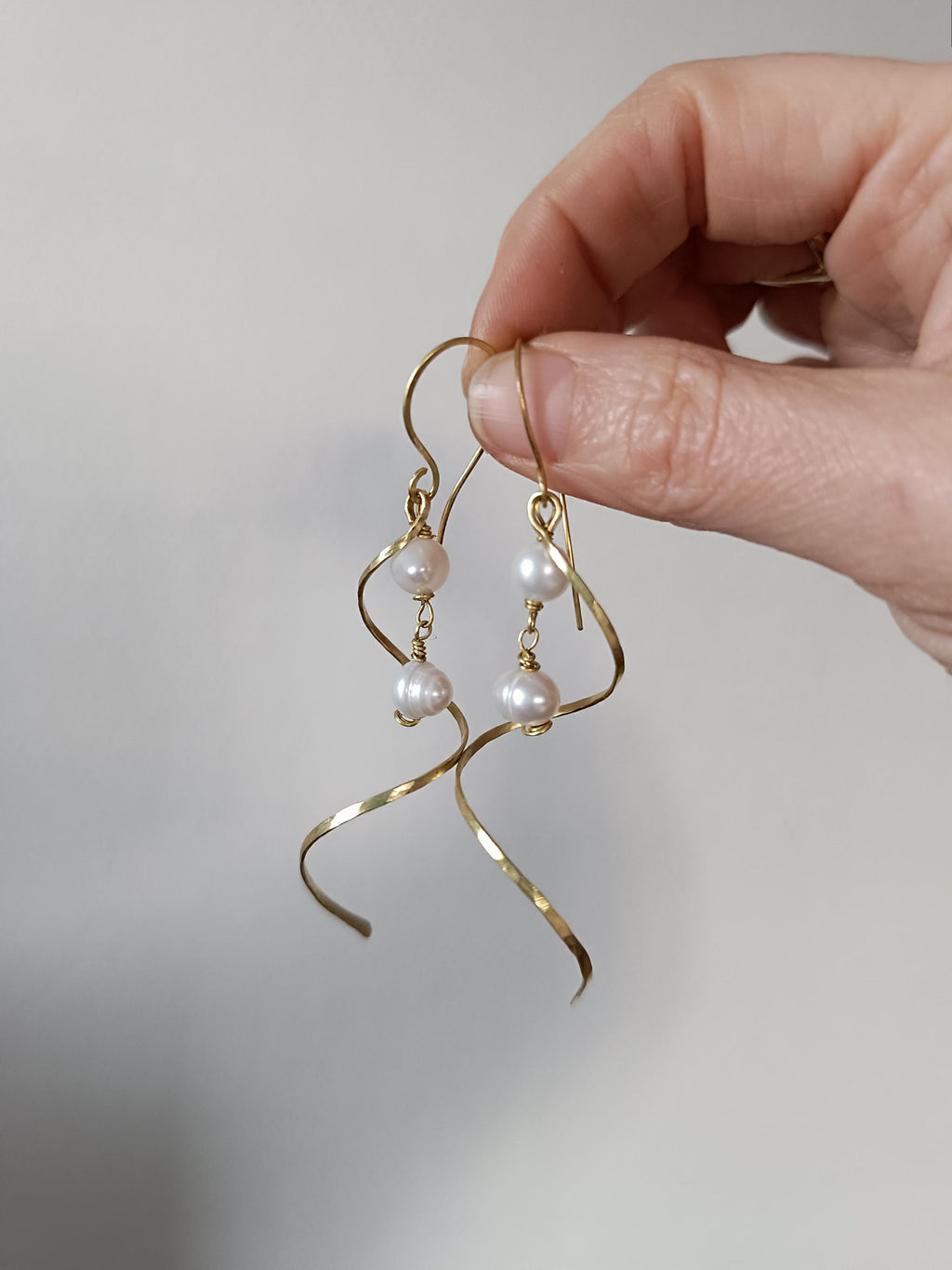 Handmade Brass & Pearl Earrings