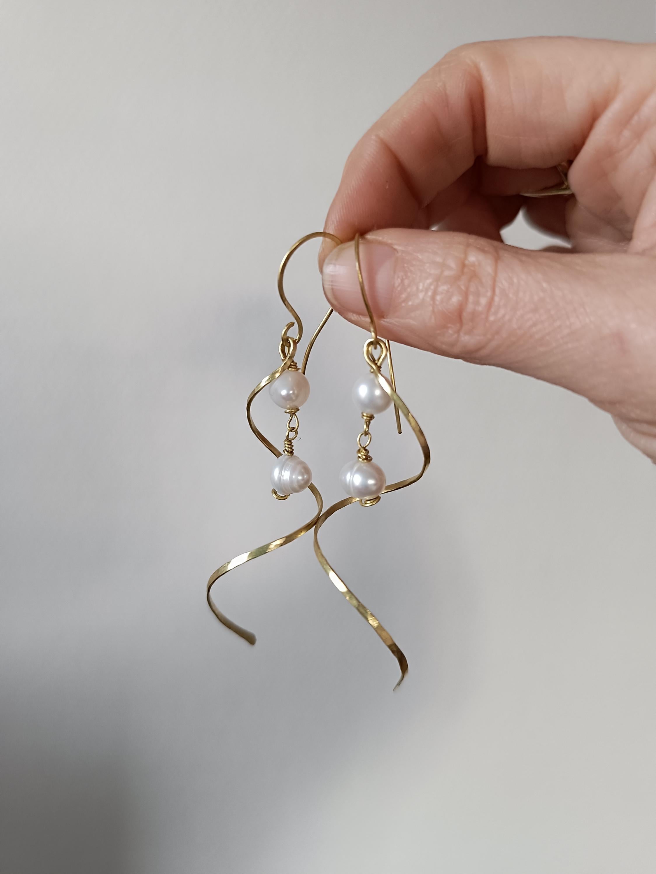 Handmade Brass & Pearl Earrings
