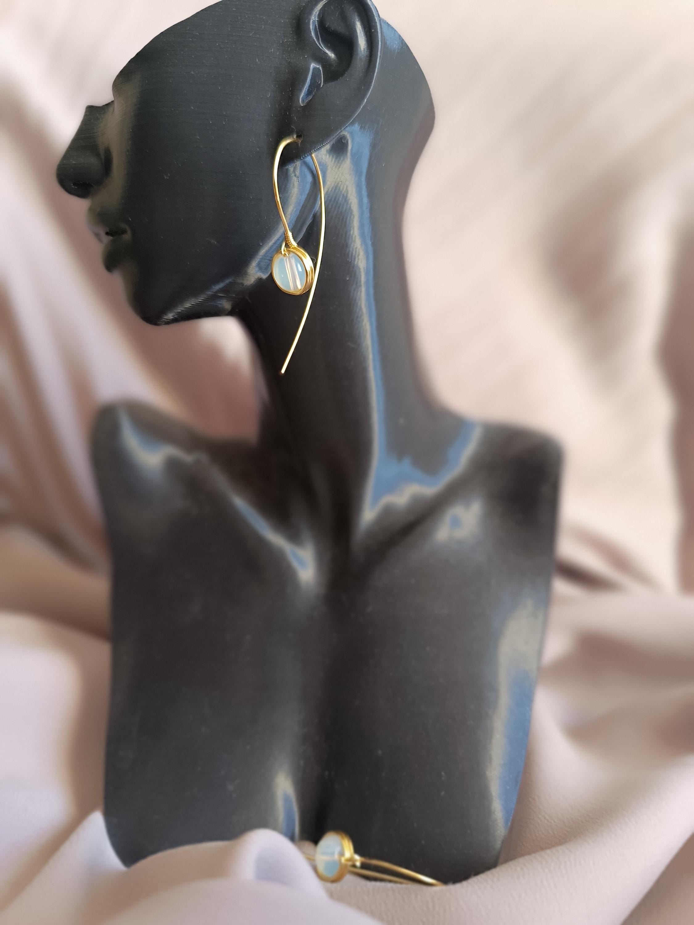 Gold Wire Opalite Earrings