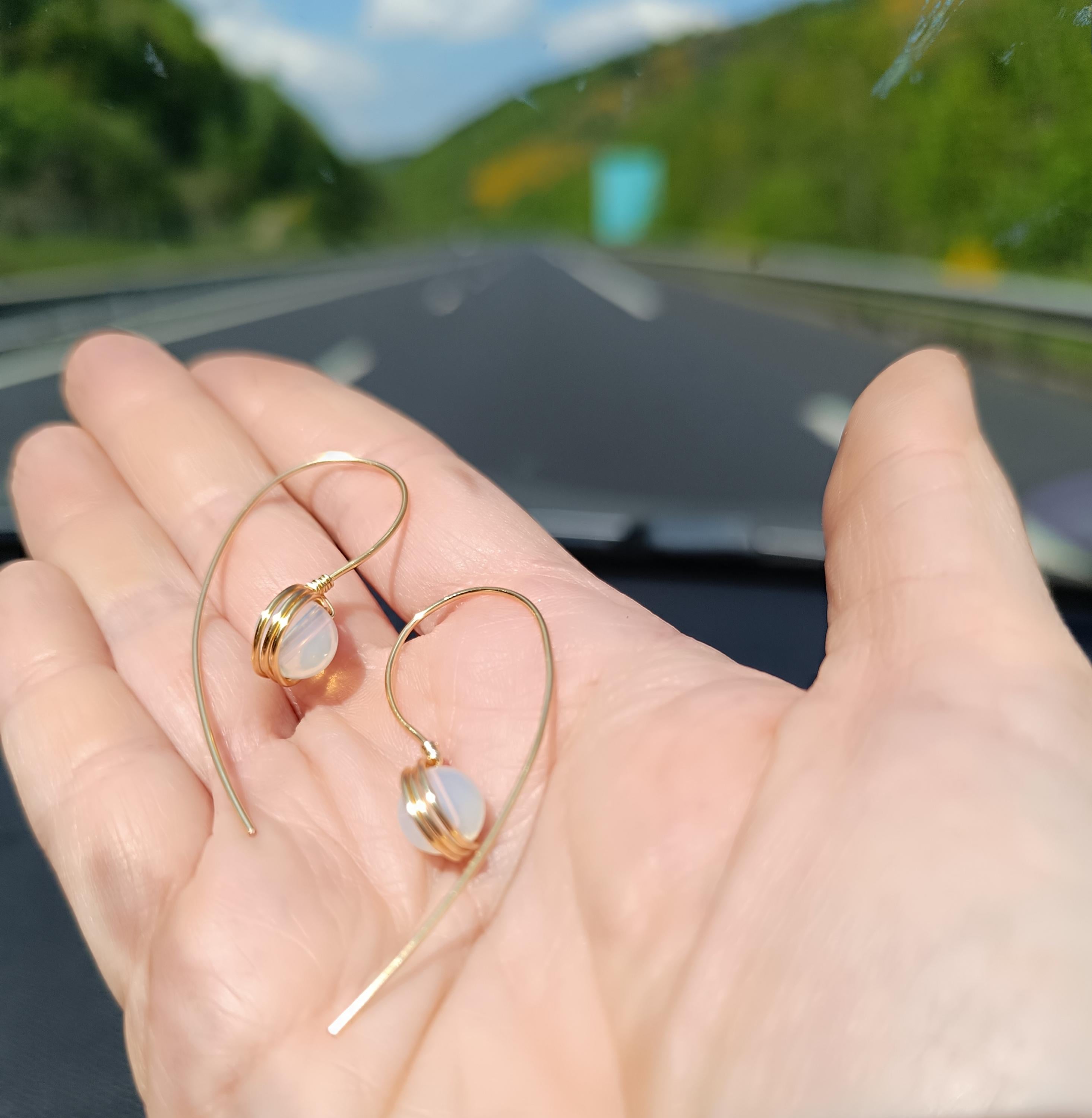 Gold Wire Opalite Earrings