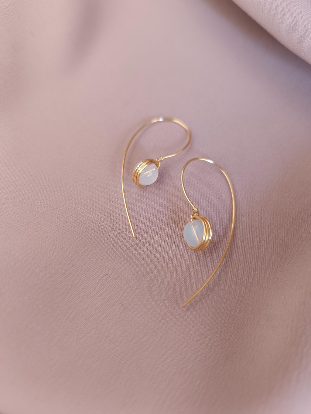 Gold Wire Opalite Earrings