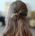 Brass Dragonfly Hair Fork with Pearls and Crystals