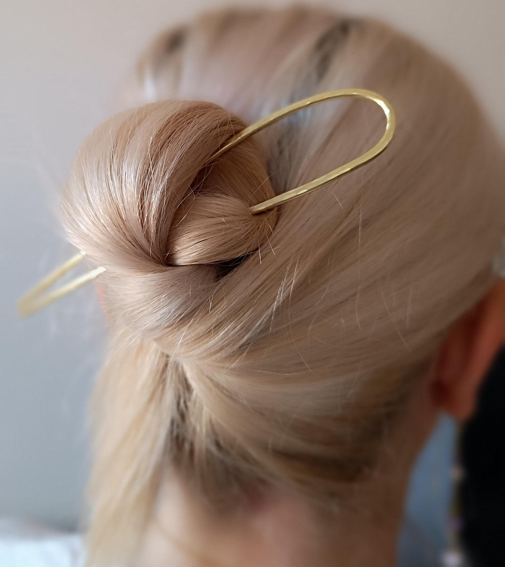 Brass Hair Fork | Minimalist Hair Pin for Bun