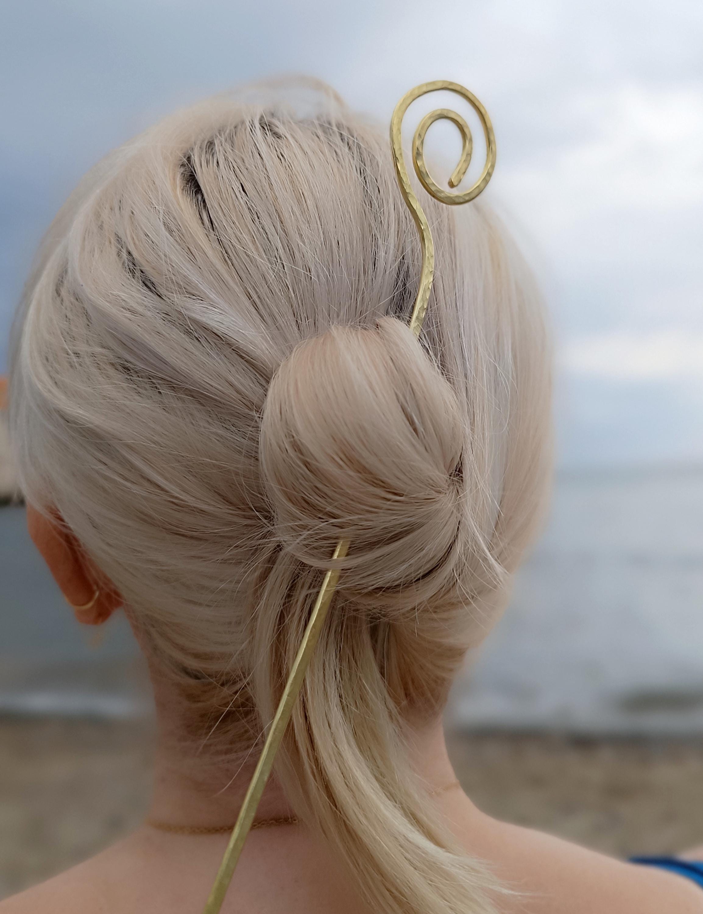 Brass Hair Pin Hand Forged Stick for Bun