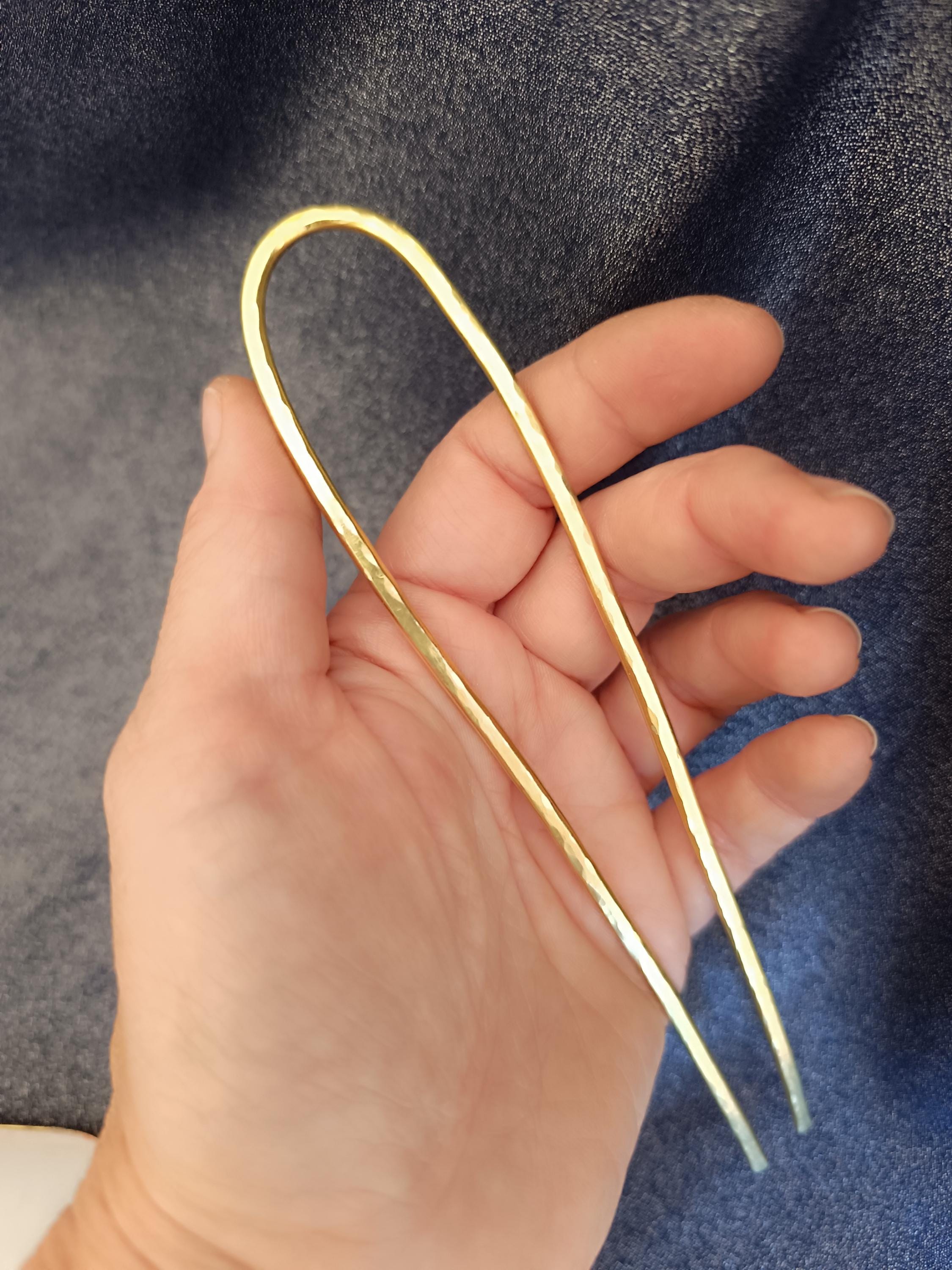 Brass Hair Fork | Minimalist Hair Pin for Bun