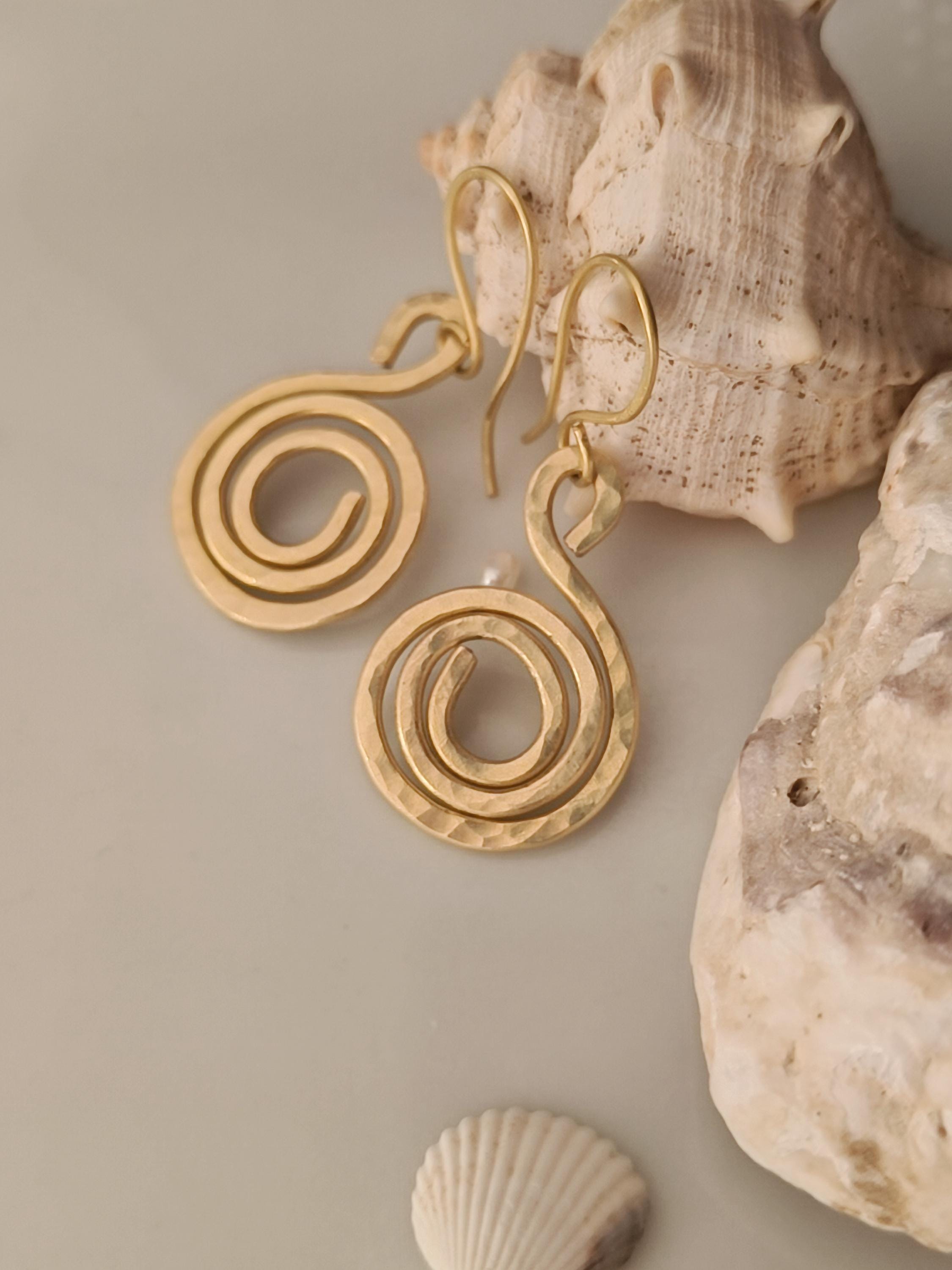 Brass Spiral Earrings