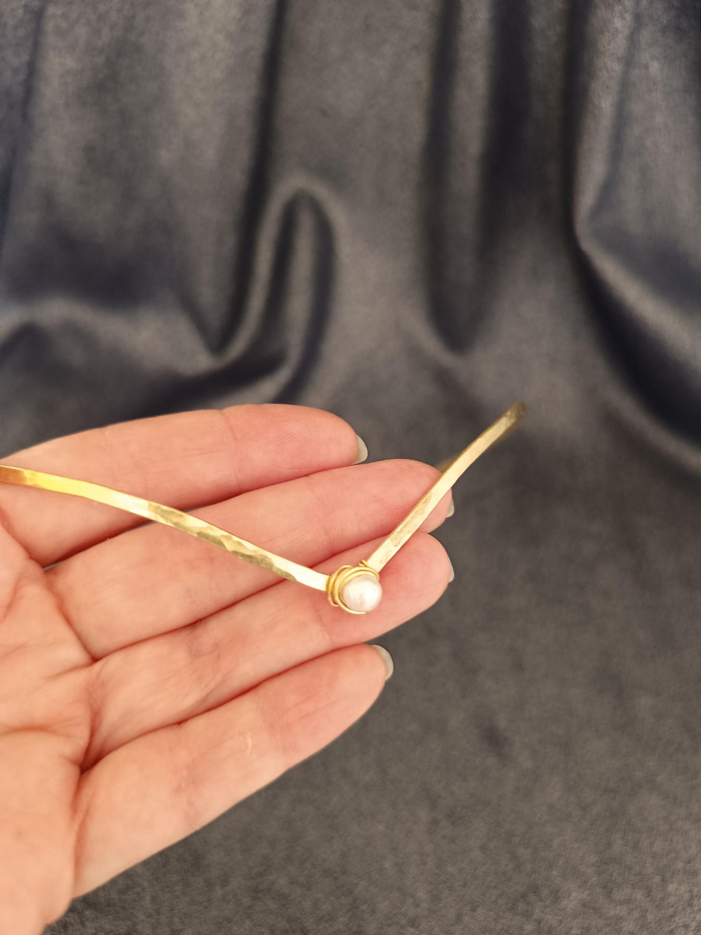 Elven Brass Tiara with Pearl