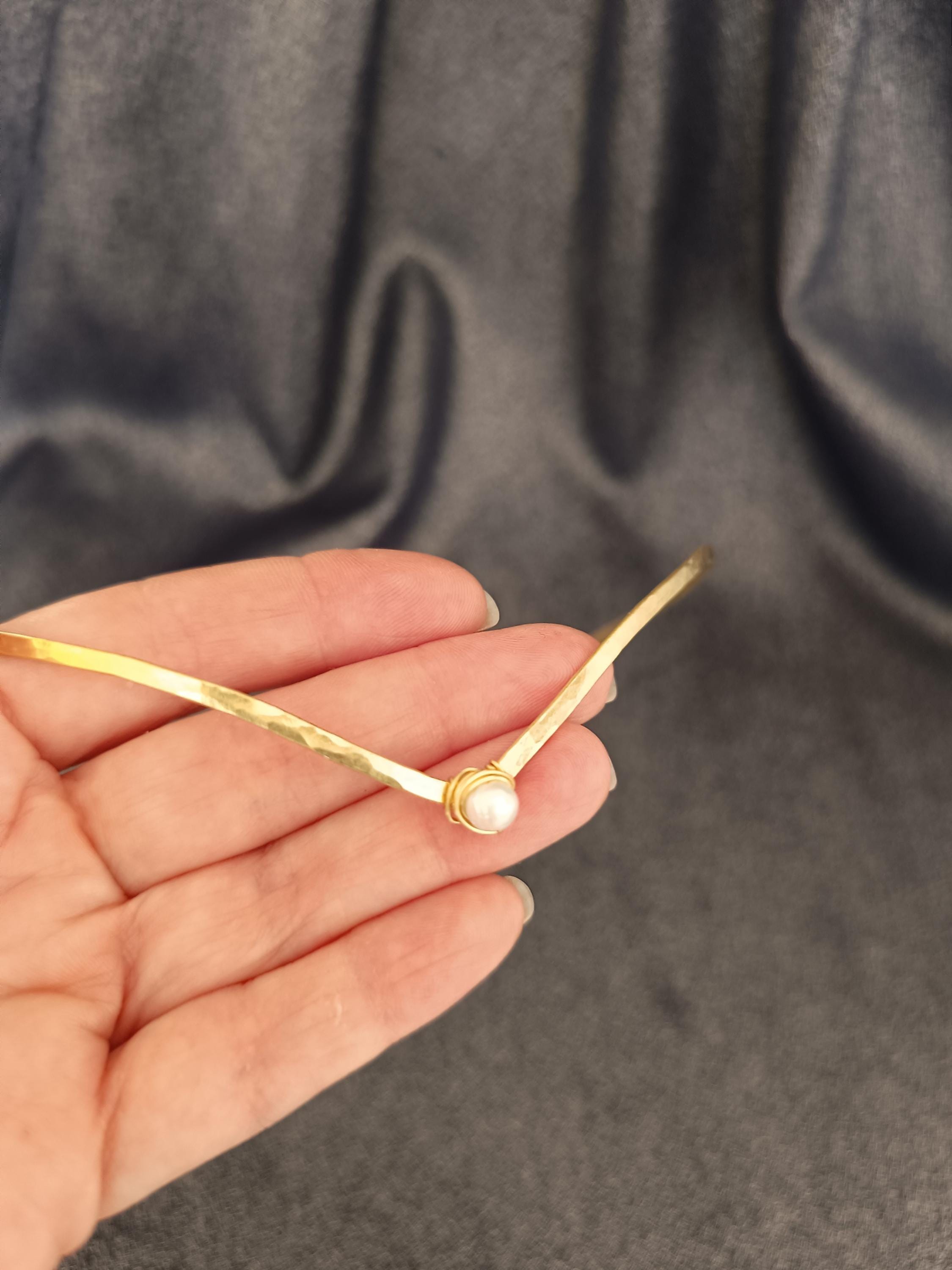 Elven Brass Tiara with Pearl