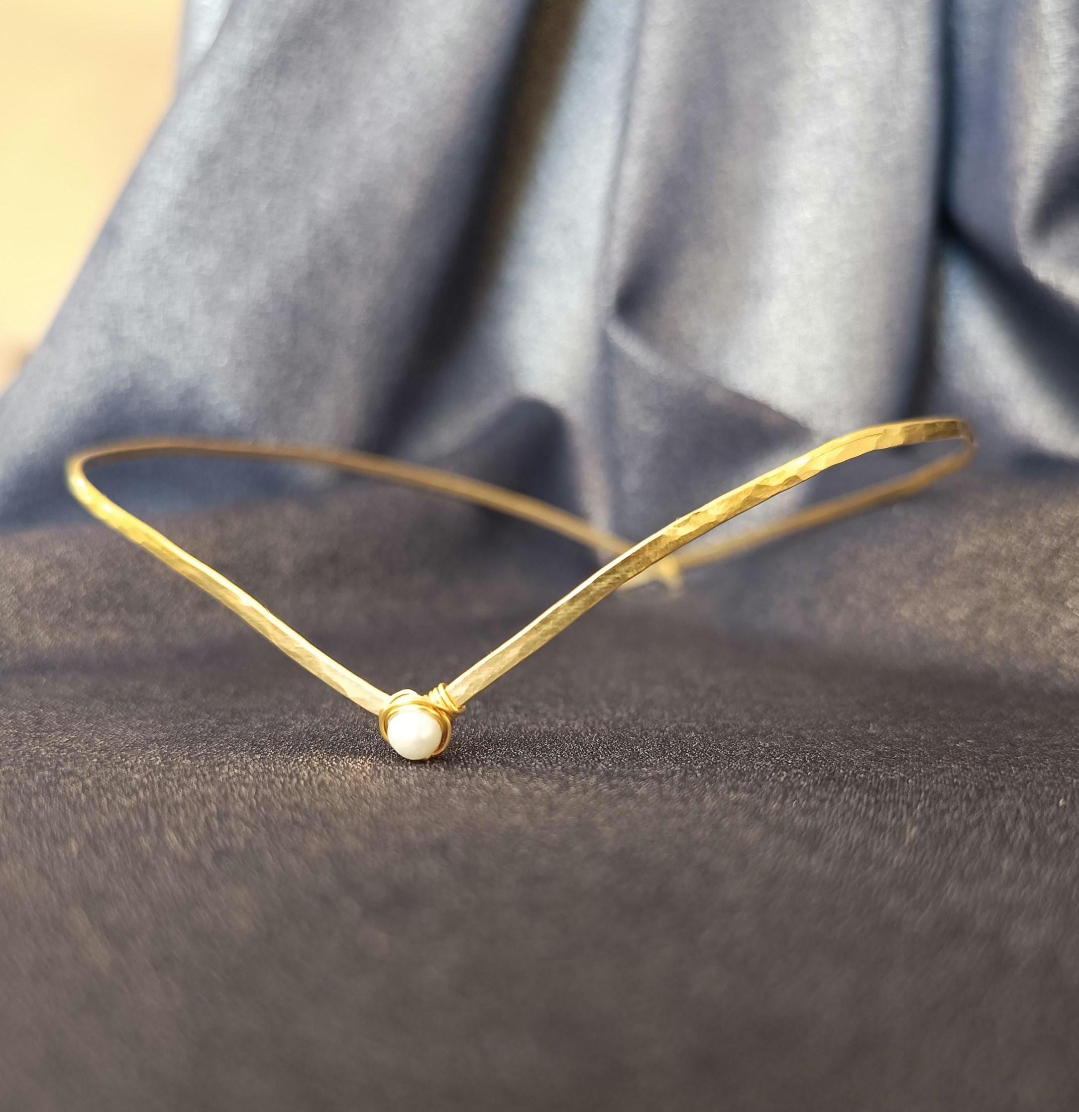 Elven Brass Tiara with Pearl