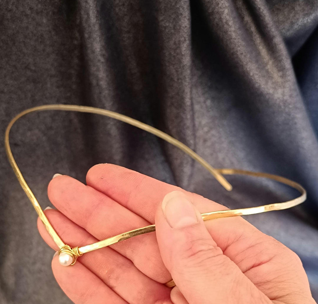 Elven Brass Tiara with Pearl