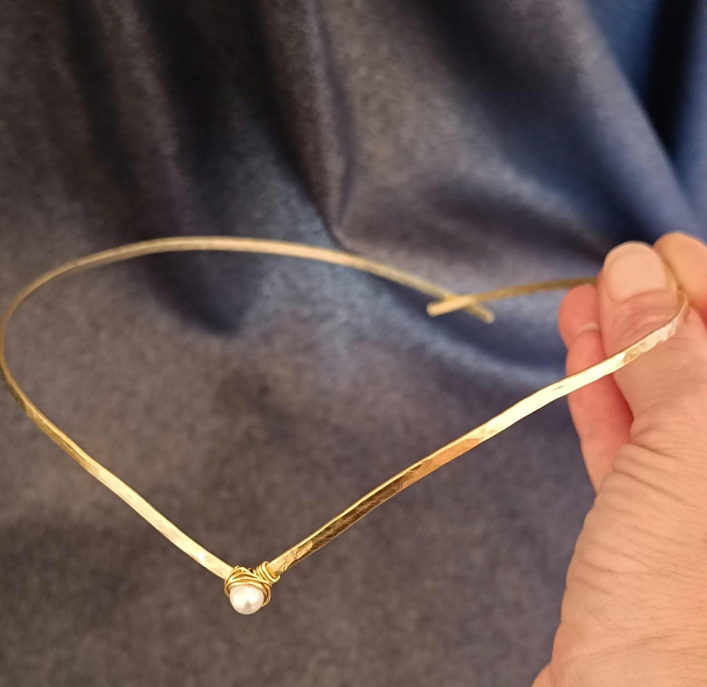Elven Brass Tiara with Pearl