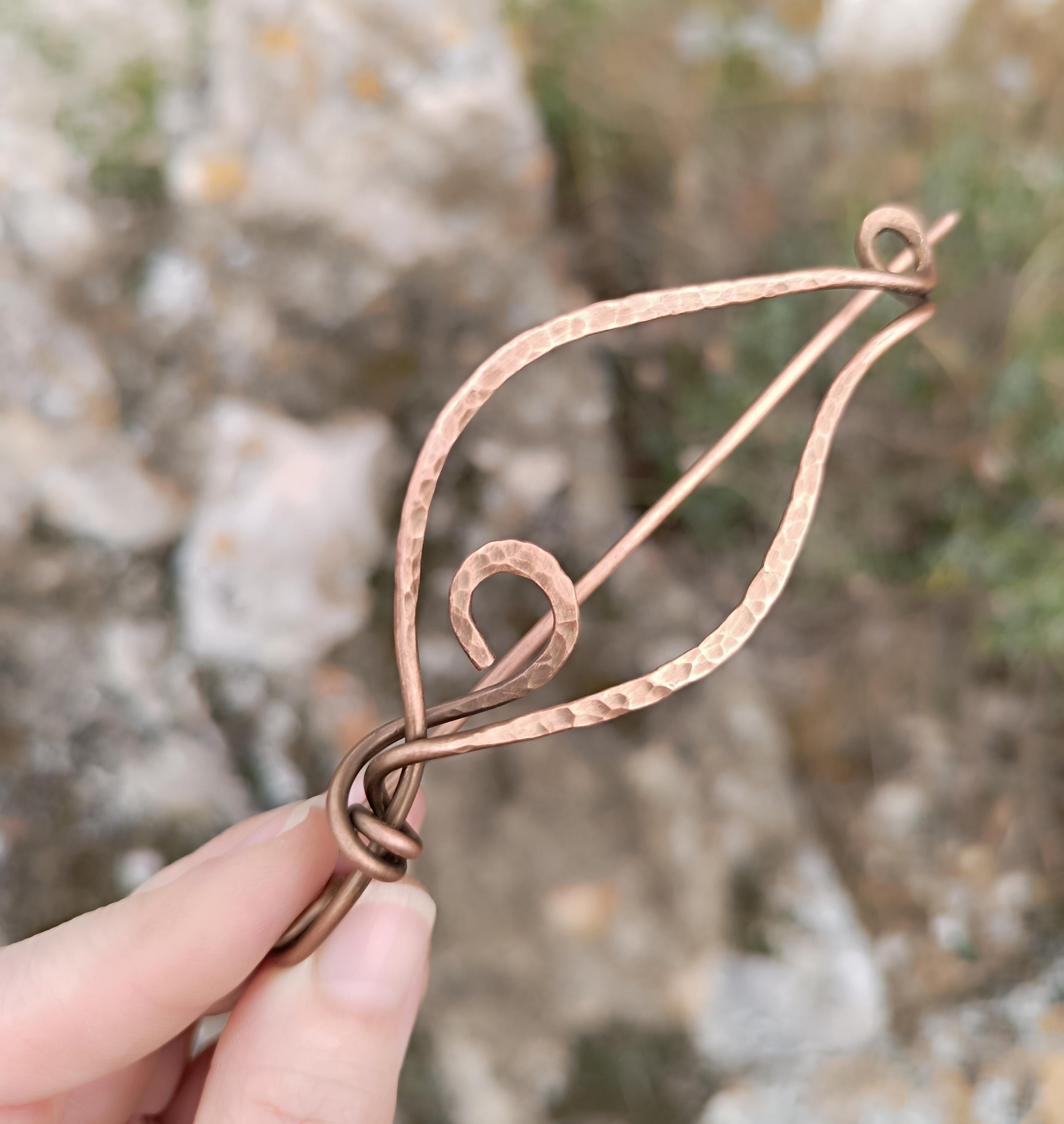 Copper Shawl Pin Leaf