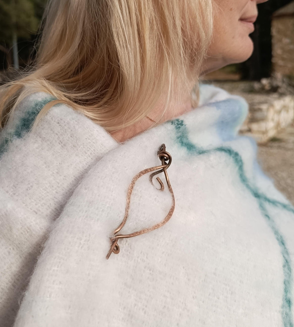 Copper Shawl Pin Leaf