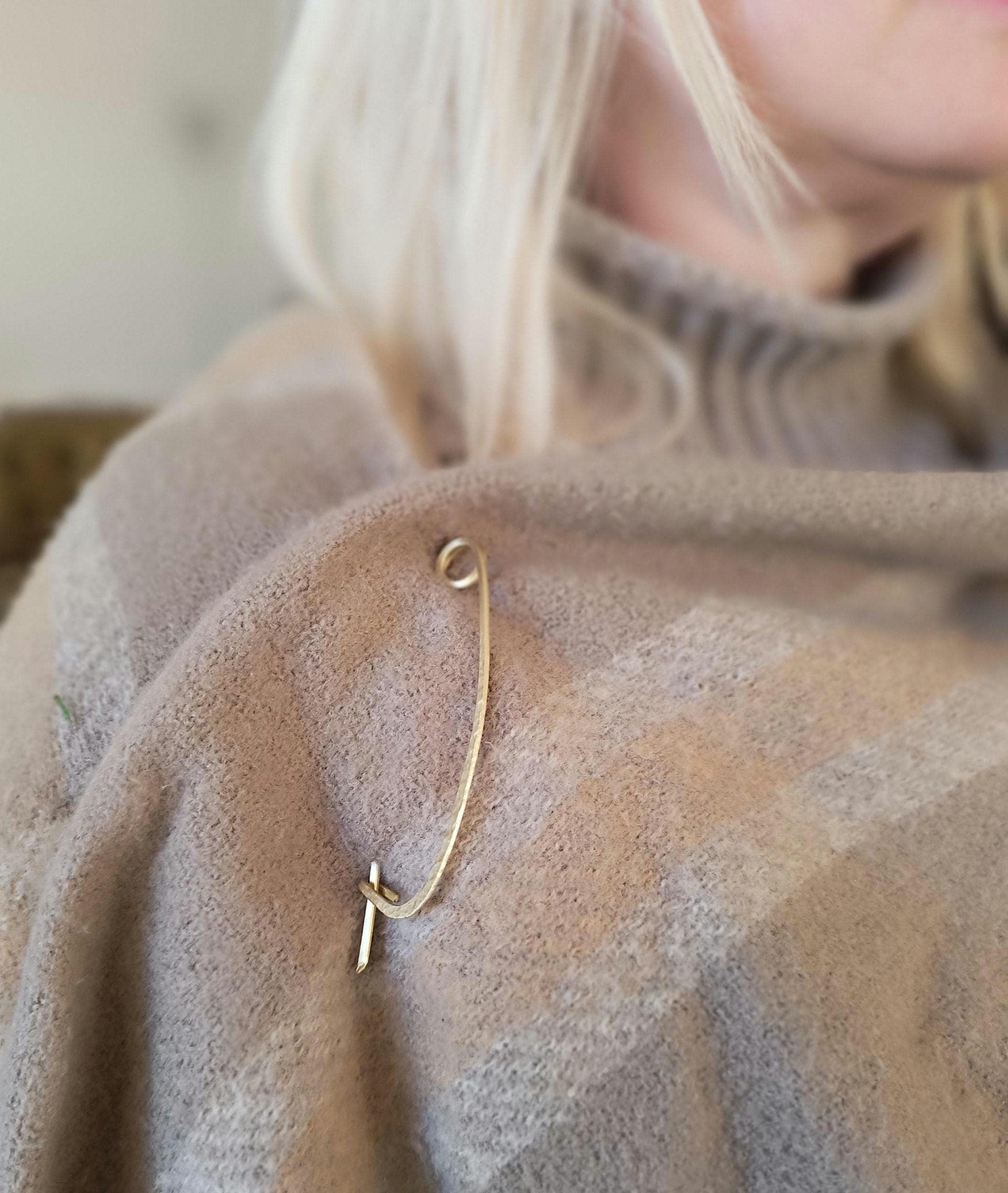 Large Minimalist Brass Shawl Pin