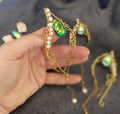 Elven Ear Cuff with Green Crystal
