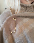 Large Minimalist Brass Shawl Pin