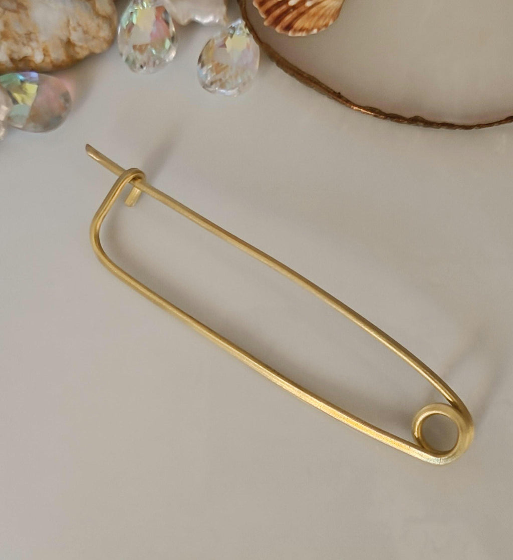 Large Minimalist Brass Shawl Pin