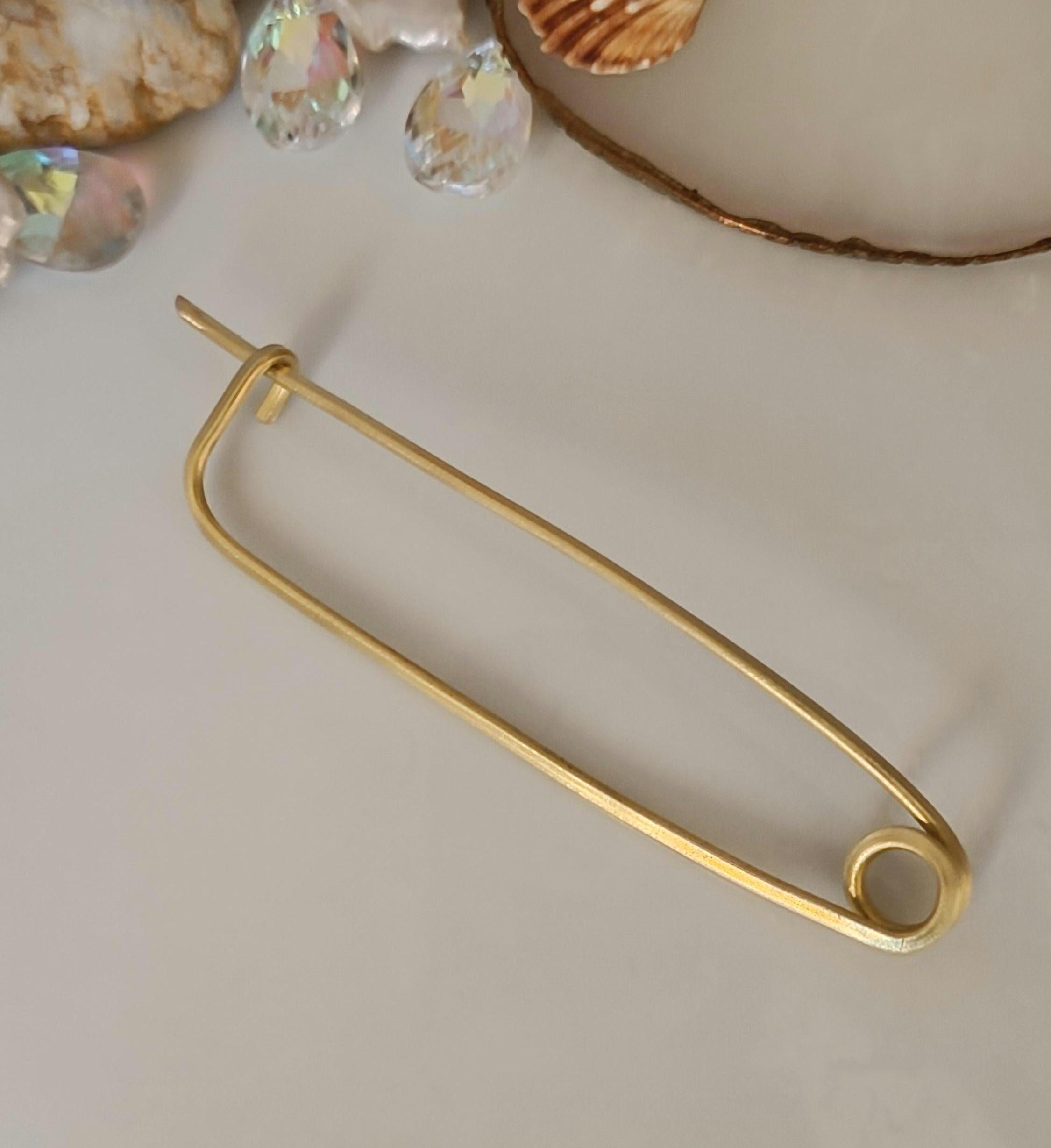 Large Minimalist Brass Shawl Pin