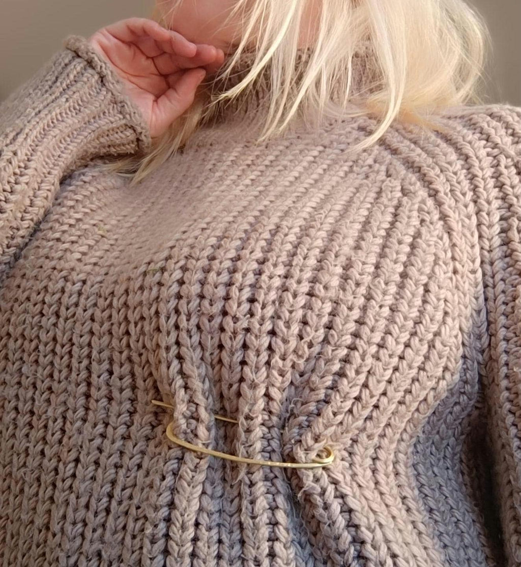 Large Minimalist Brass Shawl Pin