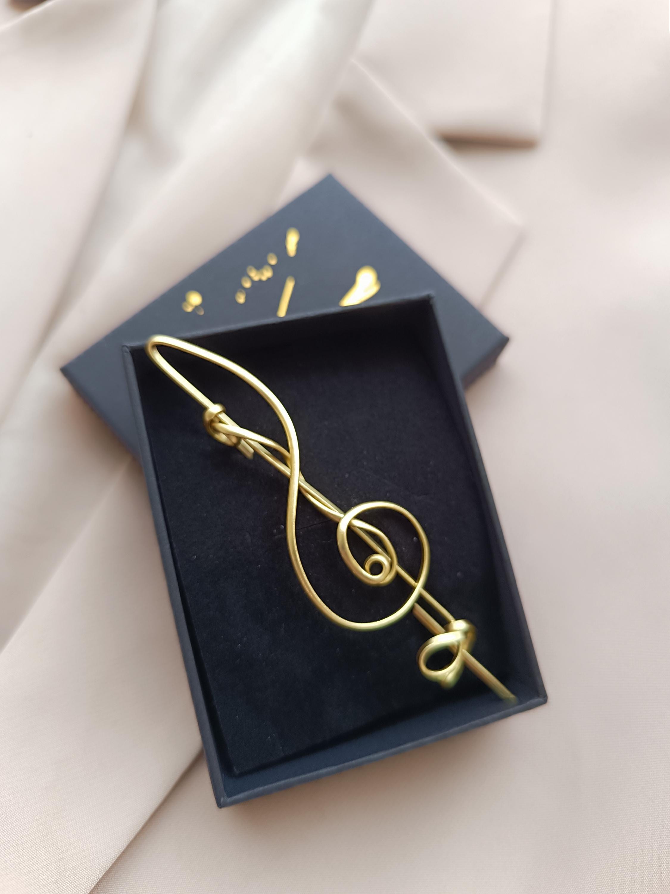 Treble Clef Brooch Brass