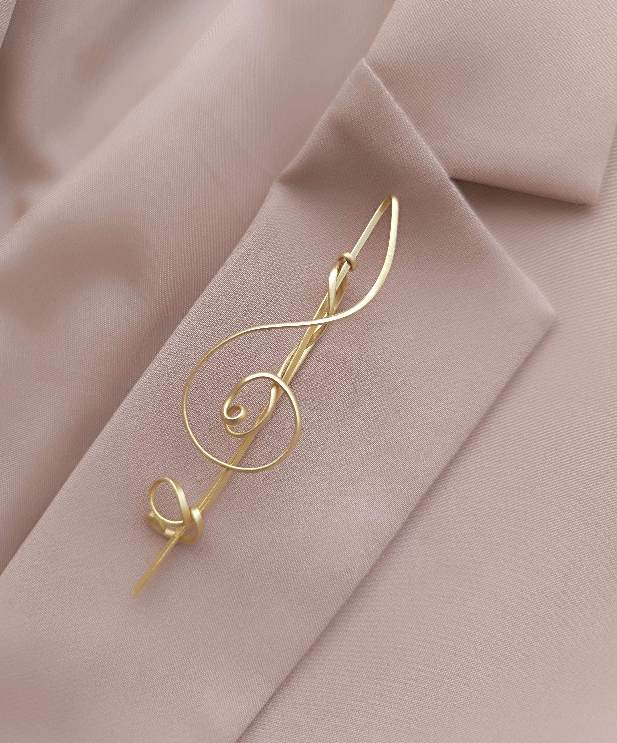 Treble Clef Brooch Brass