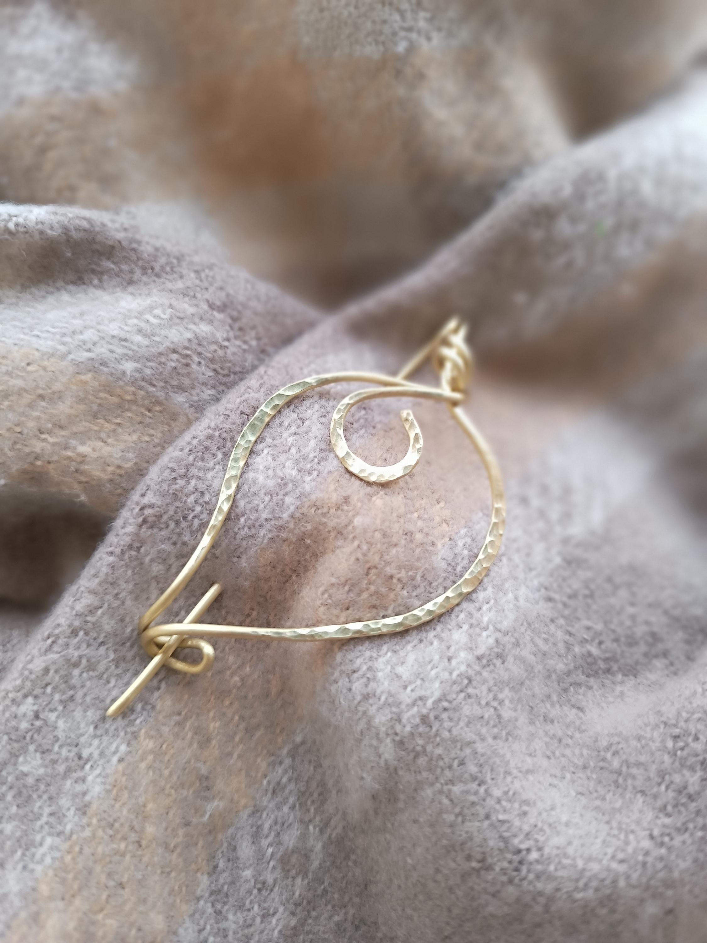 Large Brass Leaf Shawl Pin