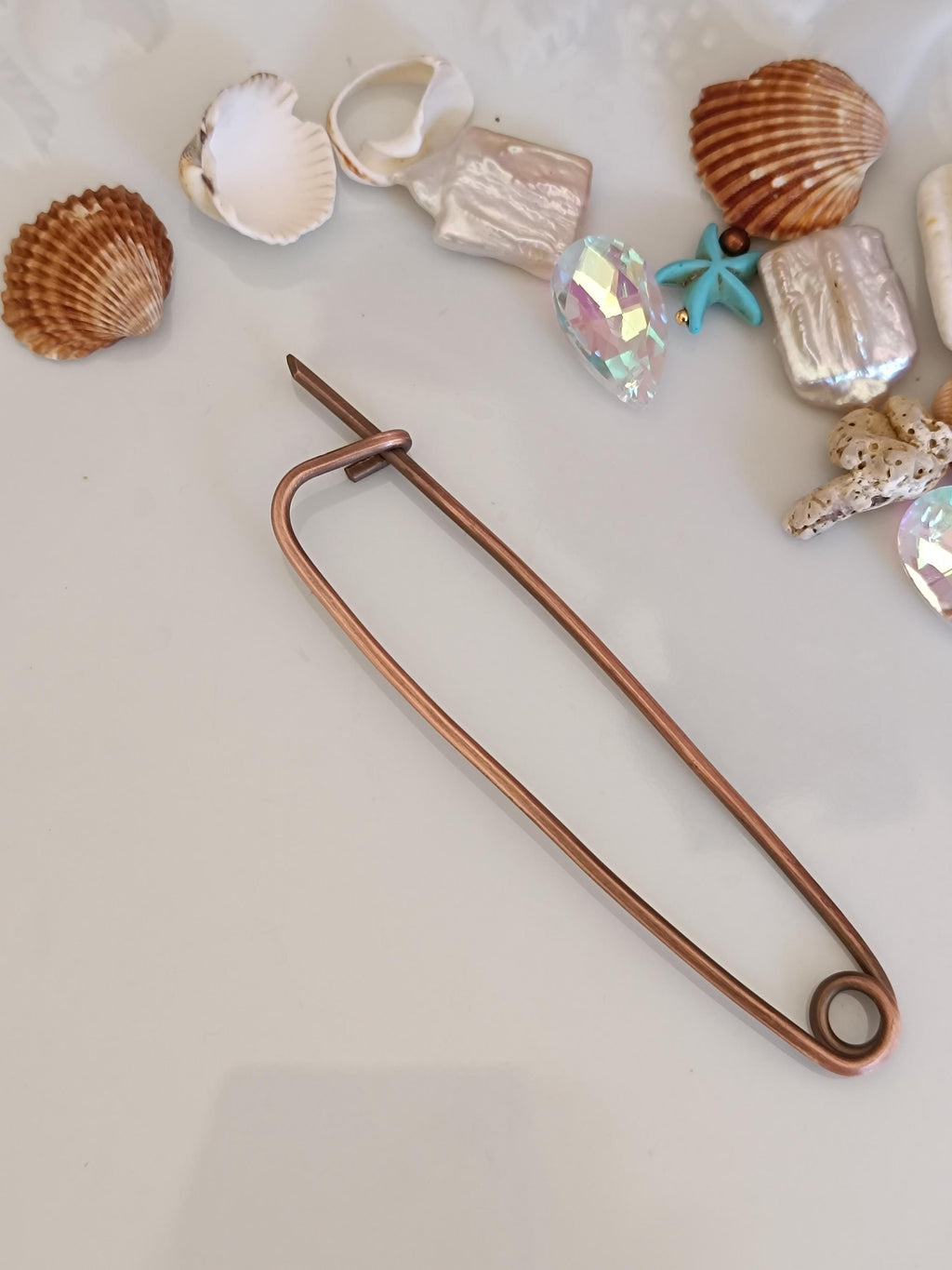 Large Minimalist Copper Shawl Pin