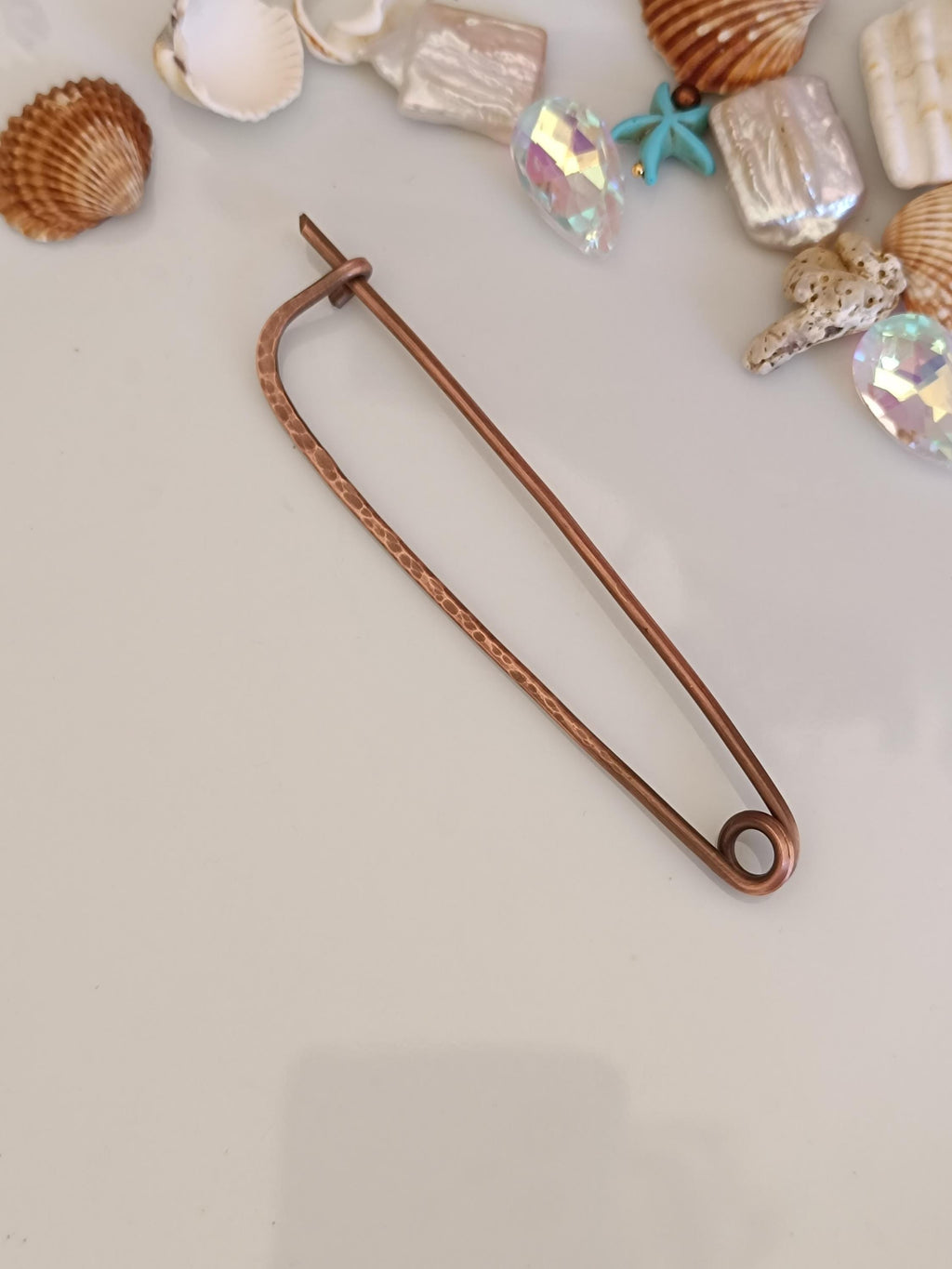 Large Minimalist Copper Shawl Pin