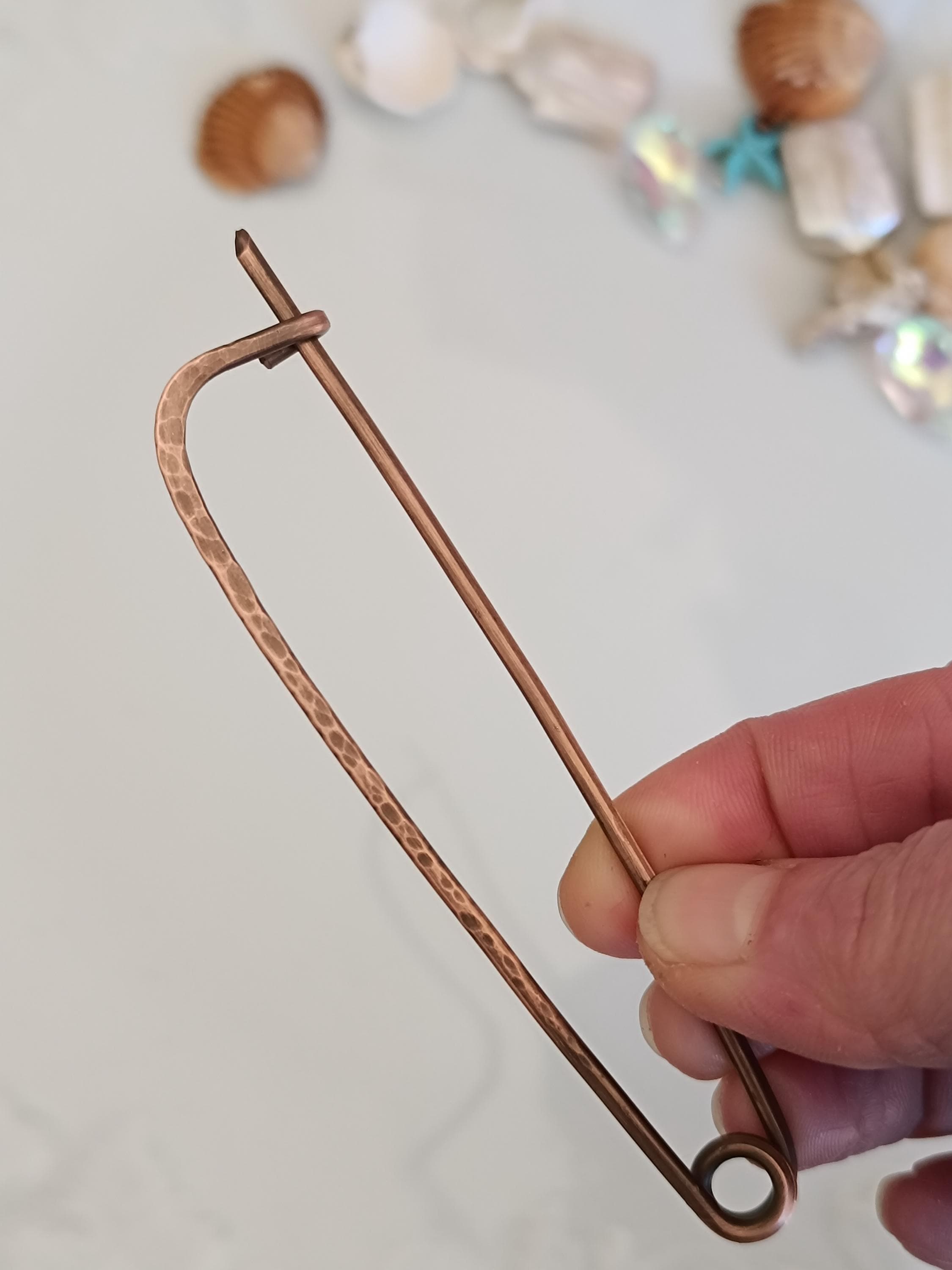 Large Minimalist Copper Shawl Pin