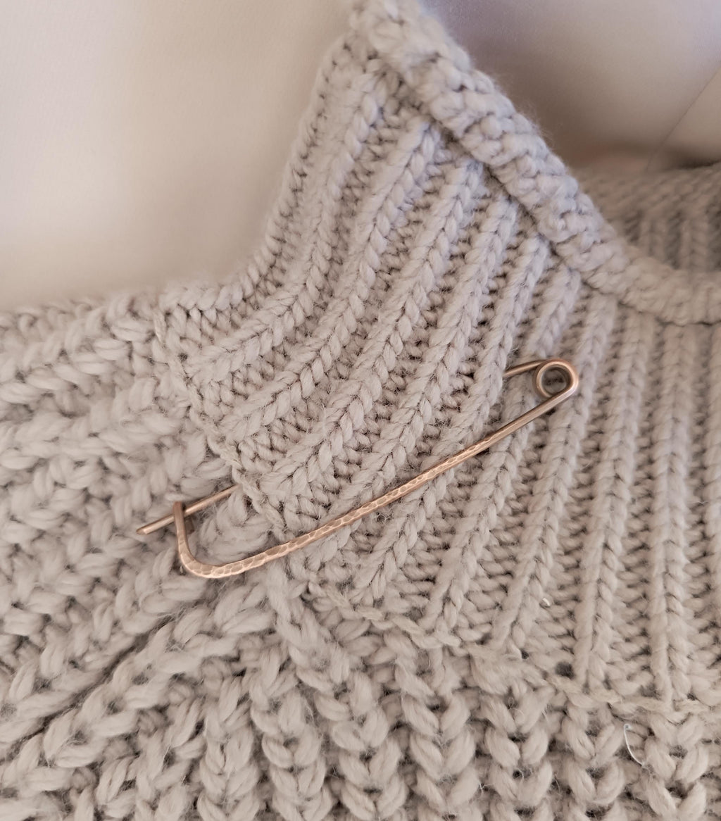 Large Minimalist Copper Shawl Pin