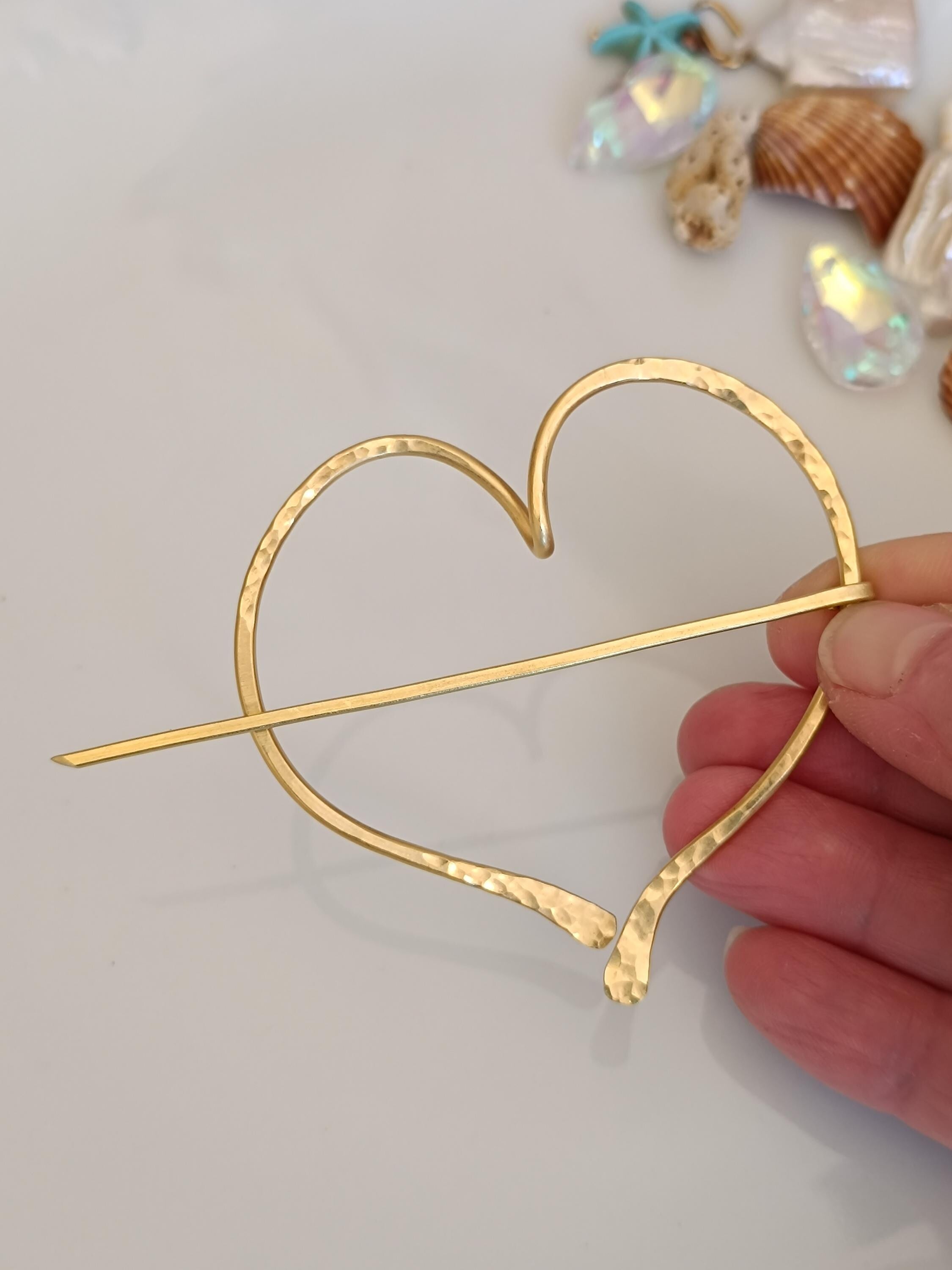 Heart Shawl Pin – Brass Fibula Brooch