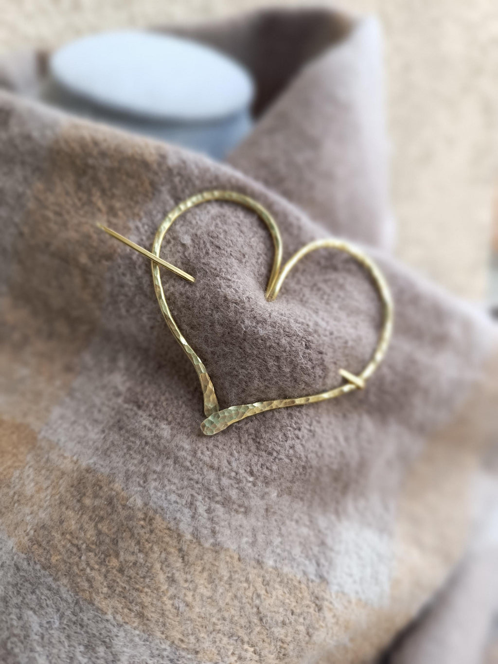 Heart Shawl Pin – Brass Fibula Brooch