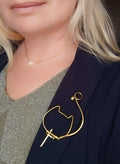 Minimalist Cat Brooch Brass