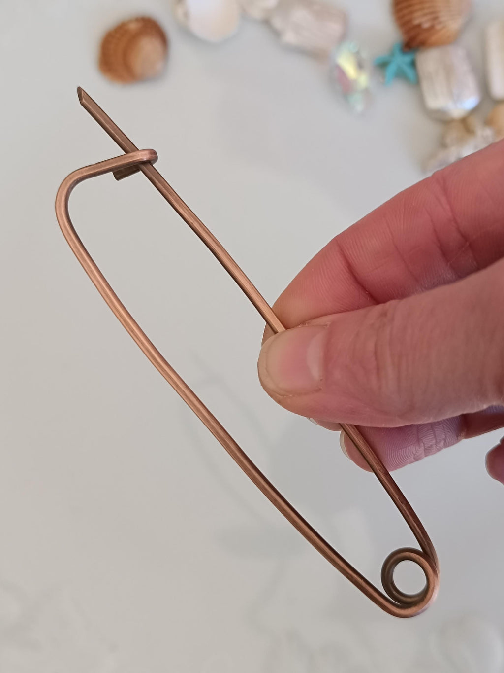Large Minimalist Copper Shawl Pin