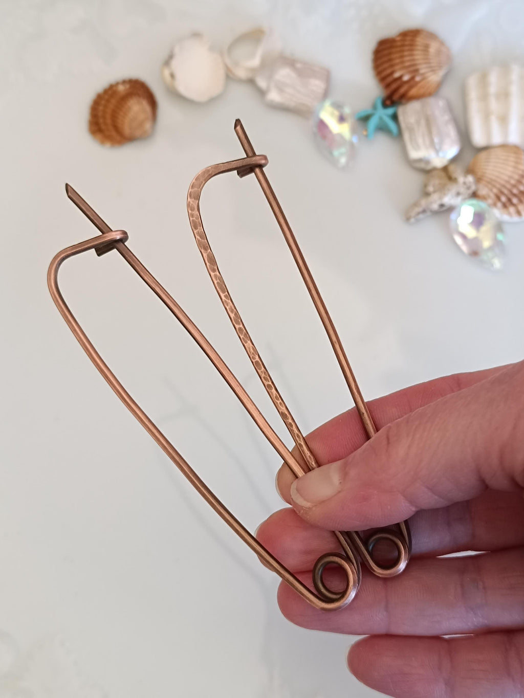Large Minimalist Copper Shawl Pin
