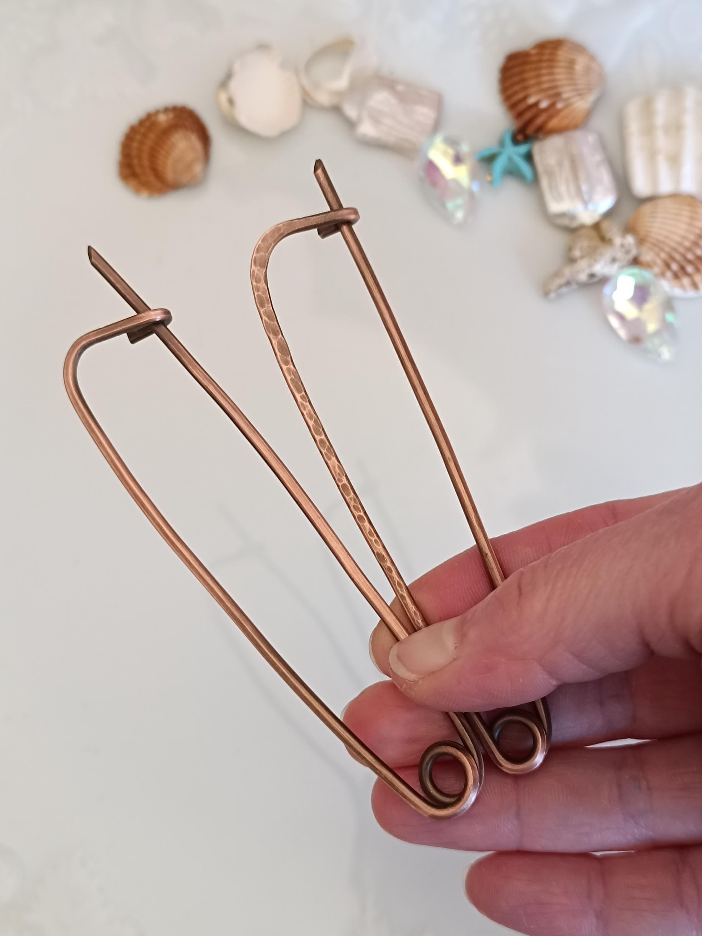 Large Minimalist Copper Shawl Pin