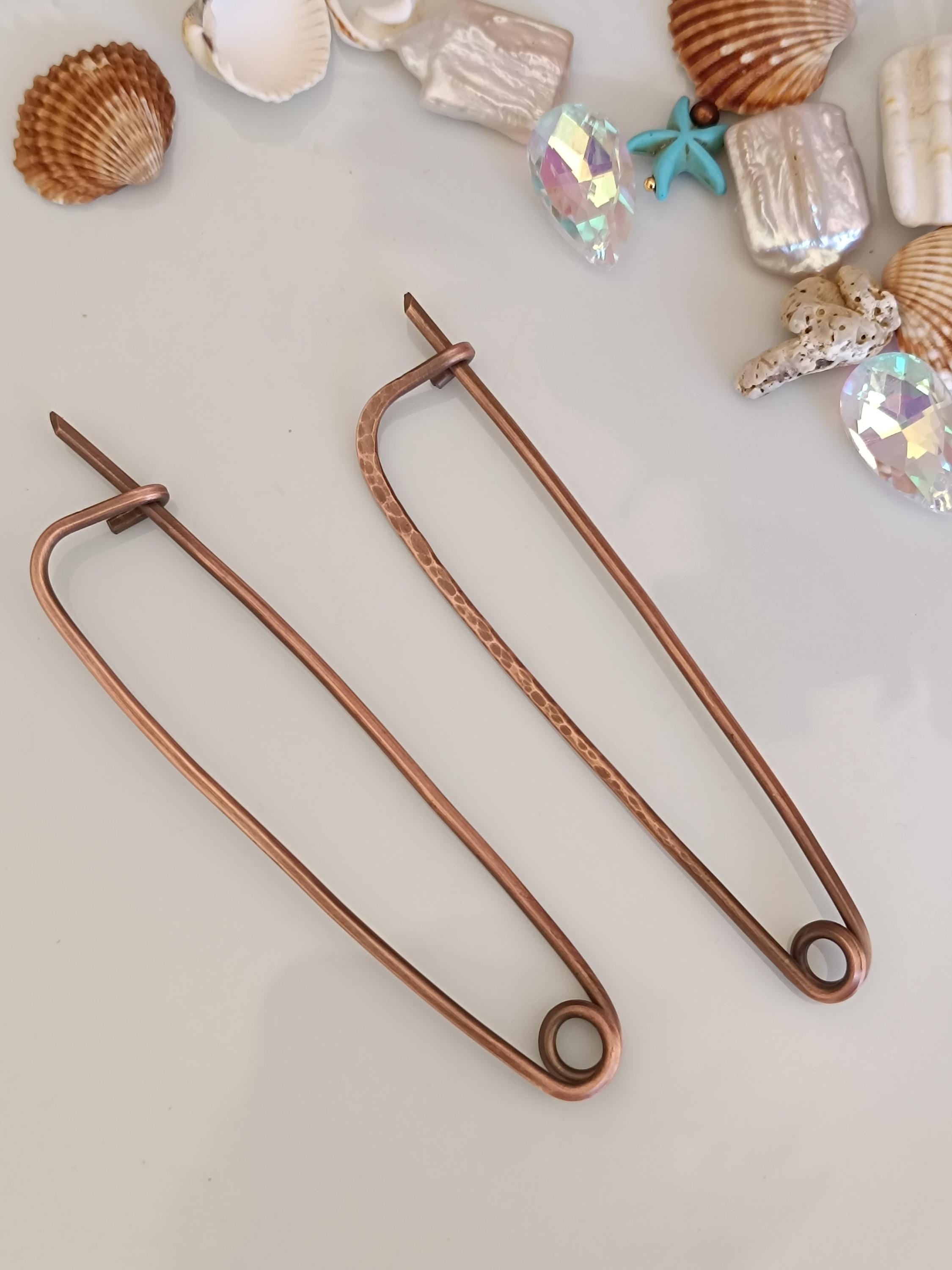 Large Minimalist Copper Shawl Pin