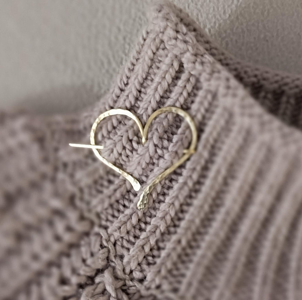 Mini Brass Heart Fibula Brooch
