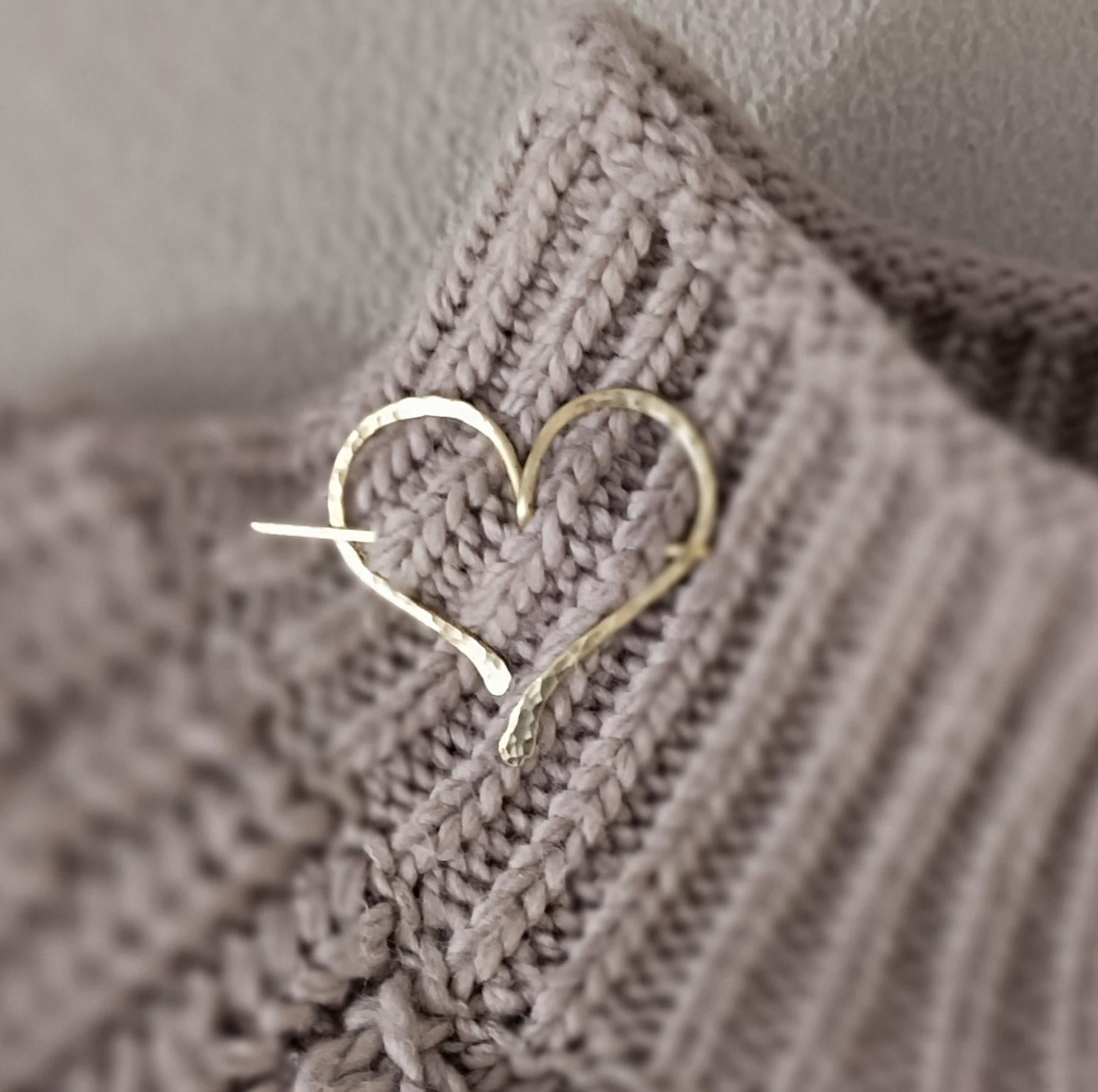 Mini Brass Heart Fibula Brooch
