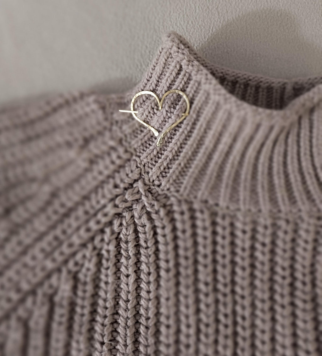 Mini Brass Heart Fibula Brooch