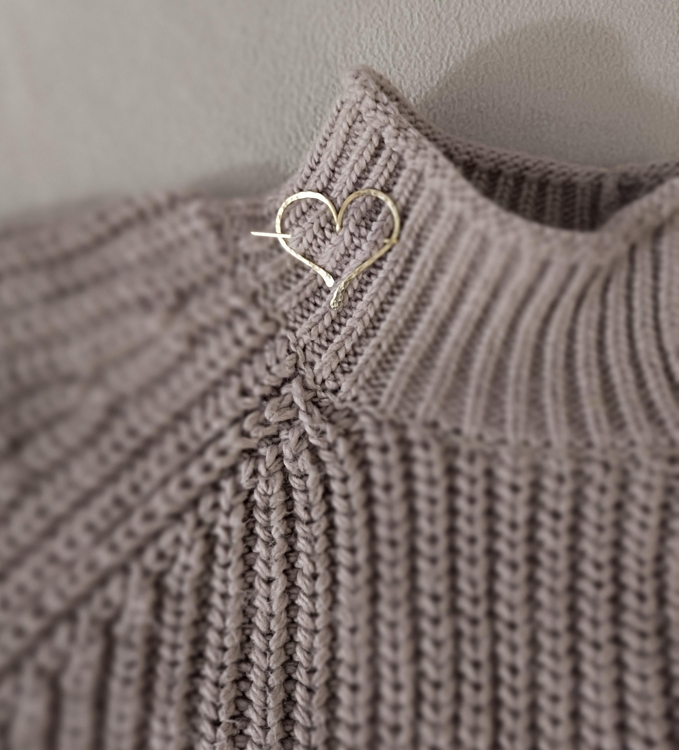 Mini Brass Heart Fibula Brooch