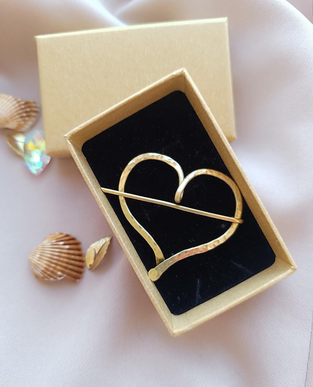 Mini Brass Heart Fibula Brooch