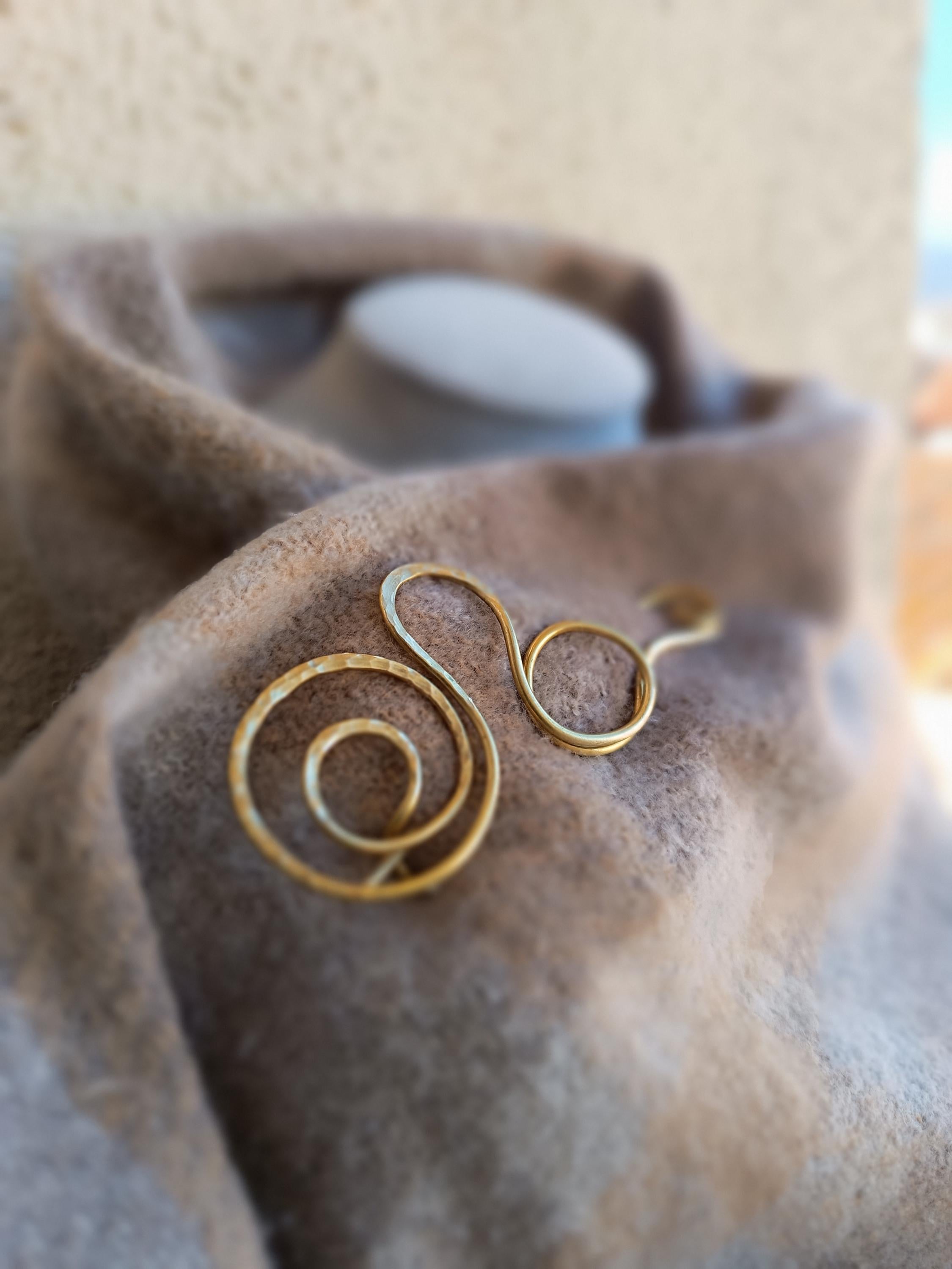 Large Brass Spiral Shawl Pin