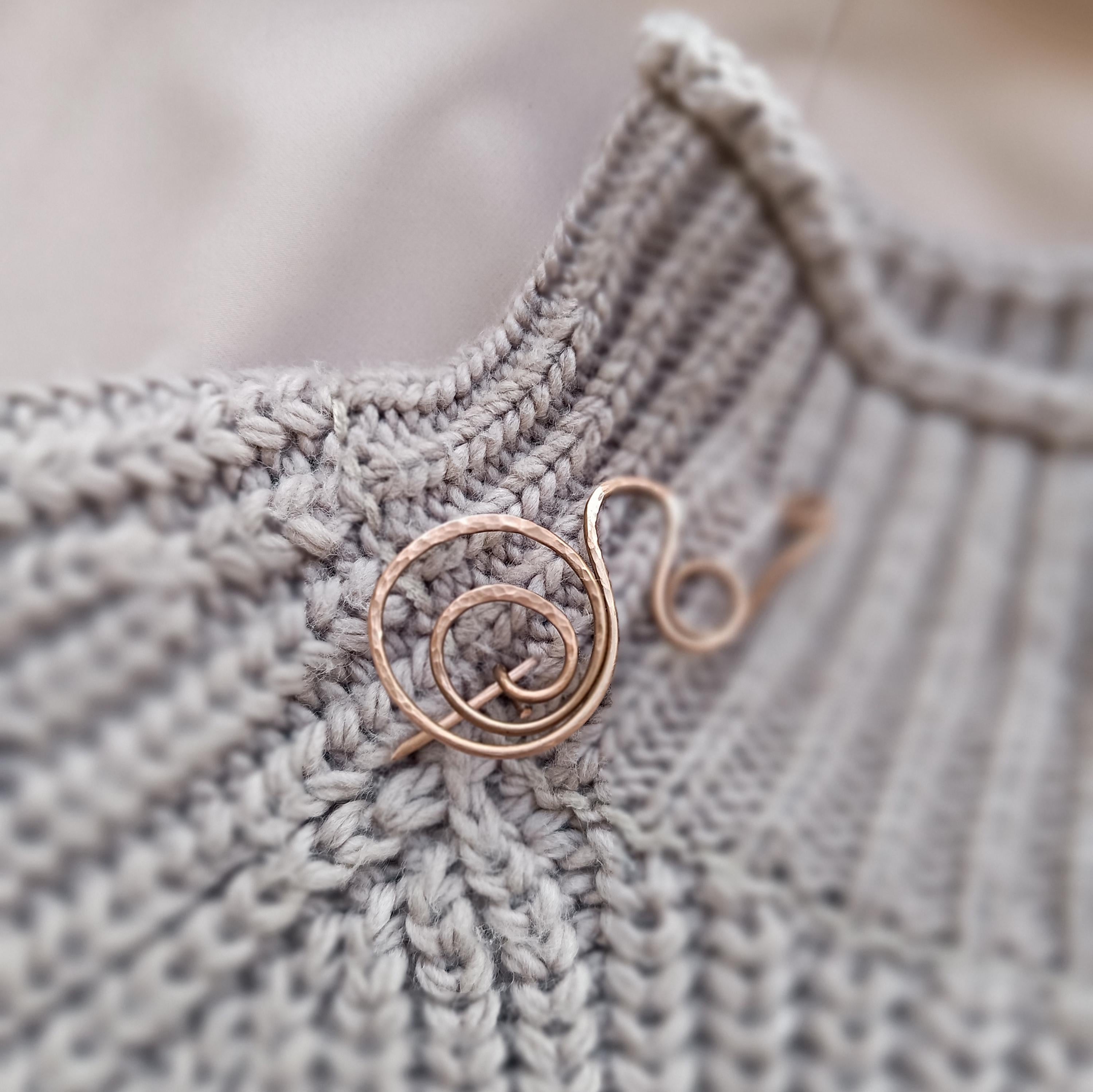 Large Copper Spiral Shawl Pin