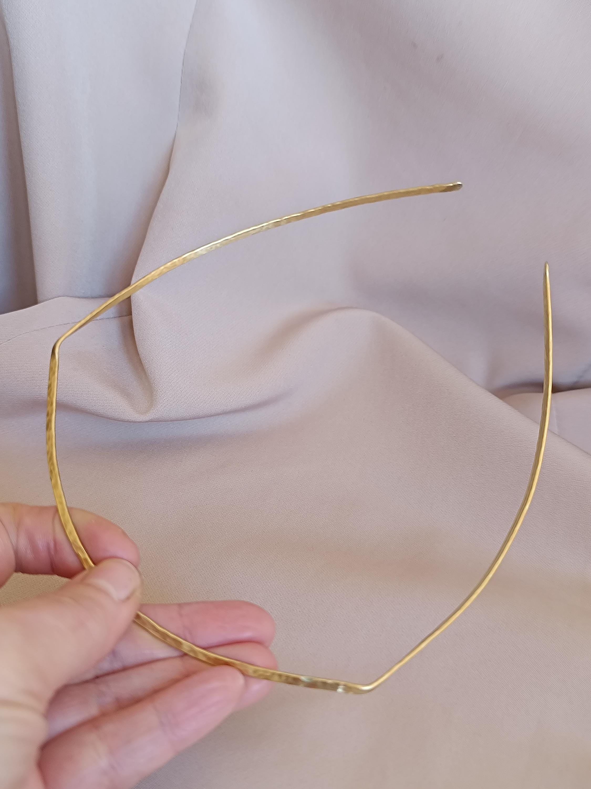 Minimalist Halo Headband – Cold Forged Greek Brass, Copper or Steel Crown, Everyday Hair Accessory, Elven Style Hairband, Easy Braided Hairs