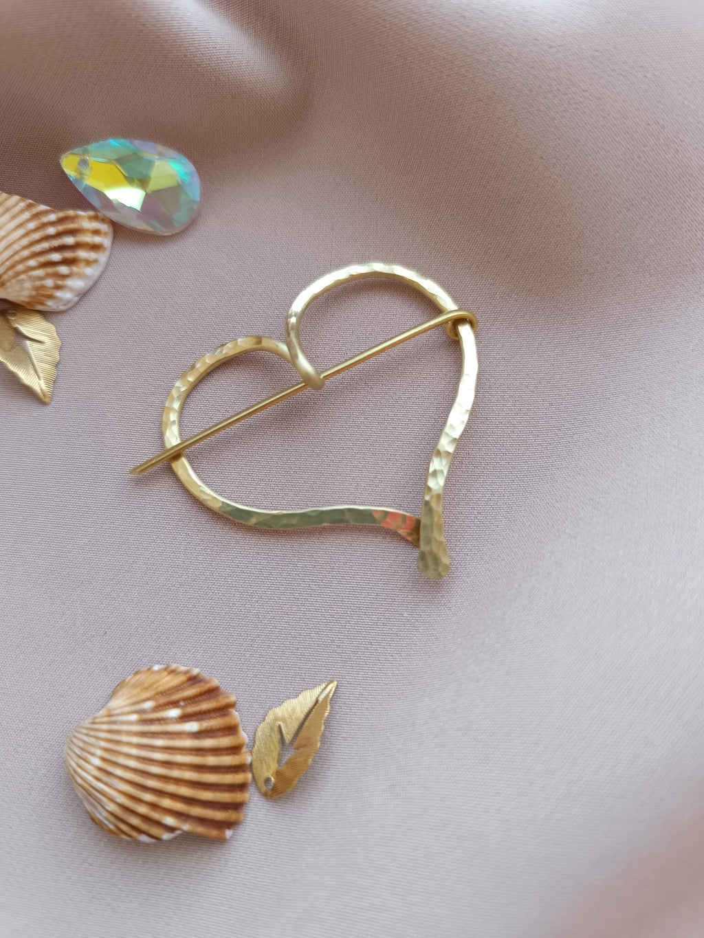 Mini Brass Heart Fibula Brooch