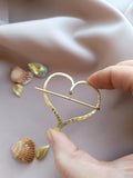Mini Brass Heart Fibula Brooch