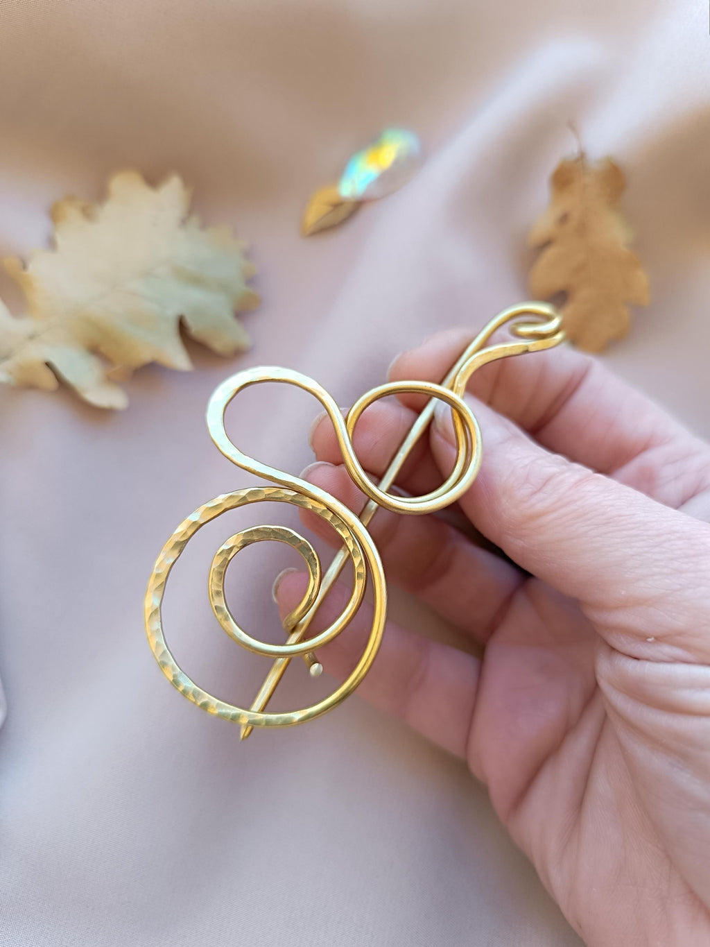 Large Brass Spiral Shawl Pin