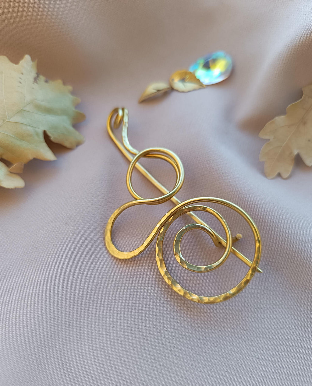 Large Brass Spiral Shawl Pin
