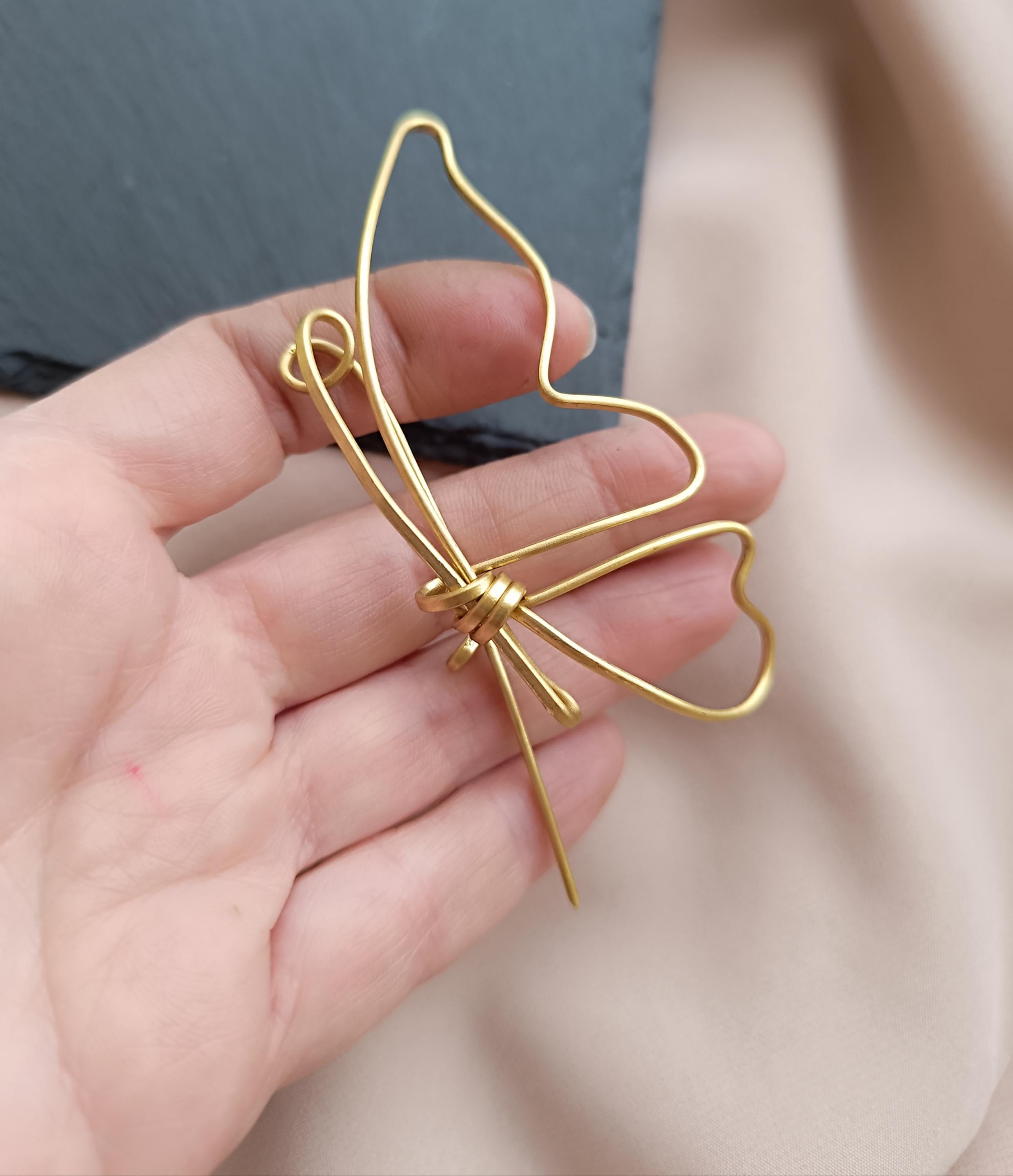 Minimalist Butterfly Brass Brooch